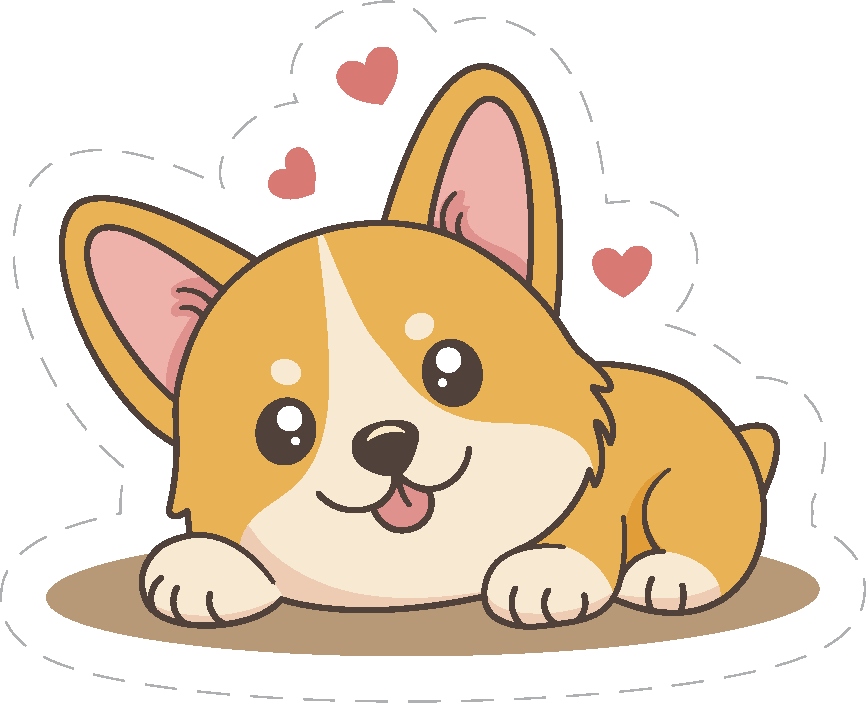 Cute Kawaii Corgi Laying Down Super Happy Sticker