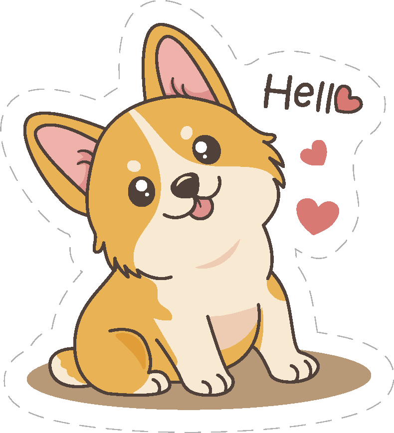 Cute Kawaii Corgi Hello Sticker