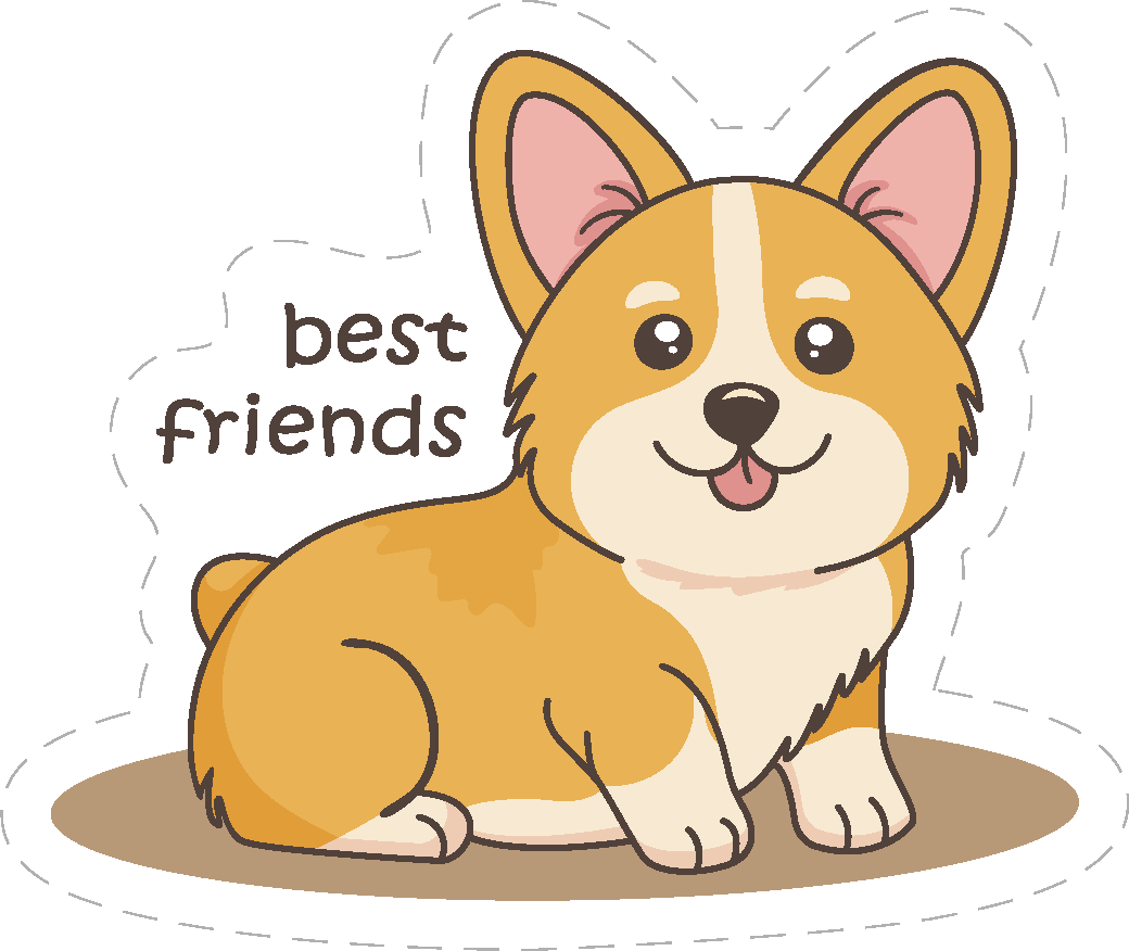 Cute Kawaii Corgi Best Friend Sticker