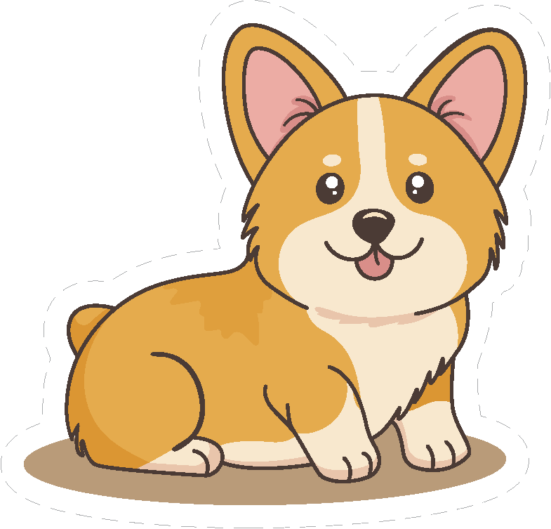 Cute Kawaii Sitting Corgi Sticker