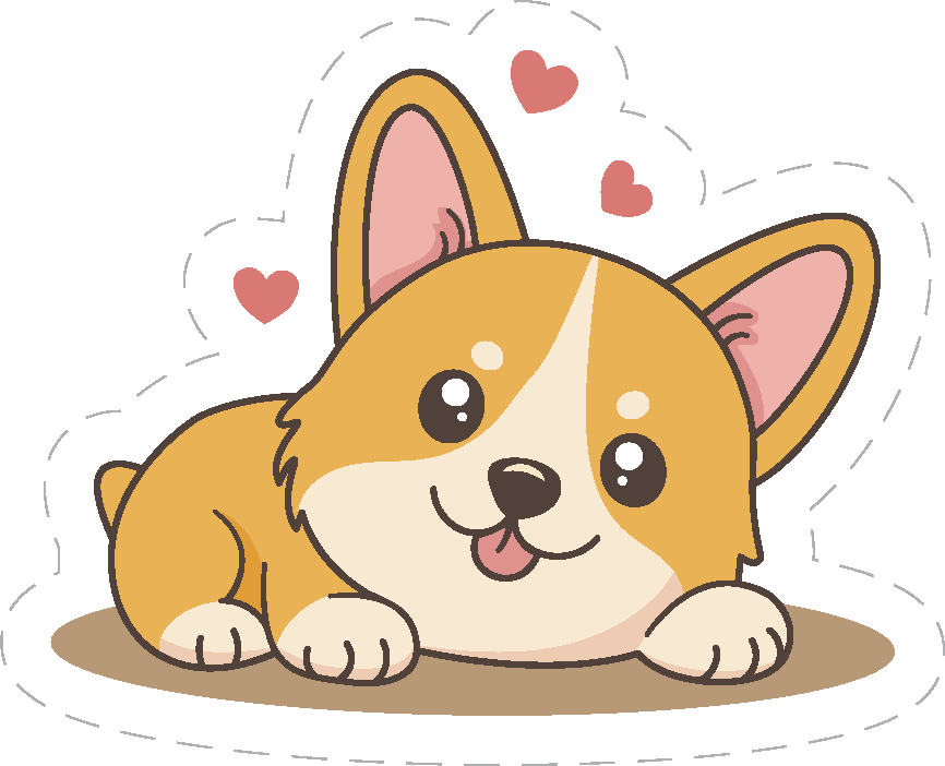 Cute Kawaii Corgi Laying Down Sticker