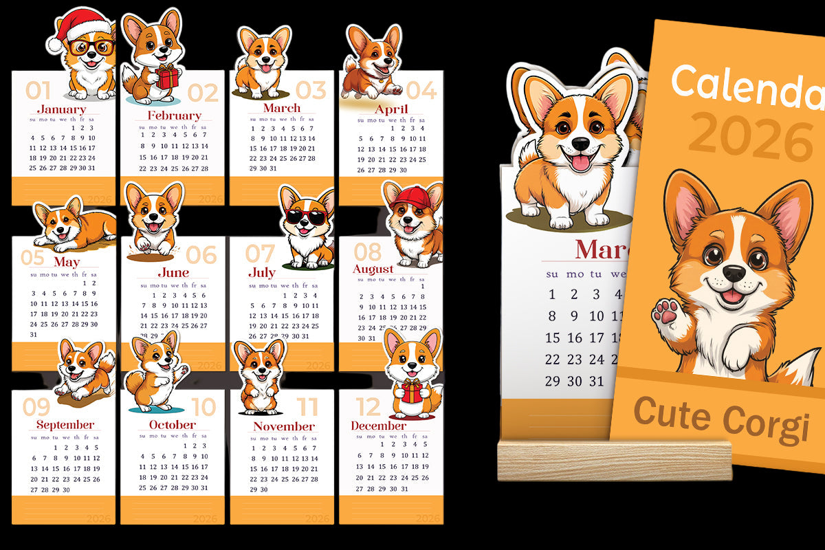 Corgi Stackable Calendar Set (2026)