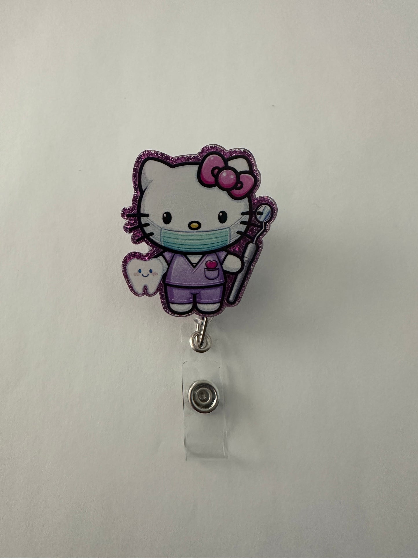 Kitty Scrub Dentist Badge Reel