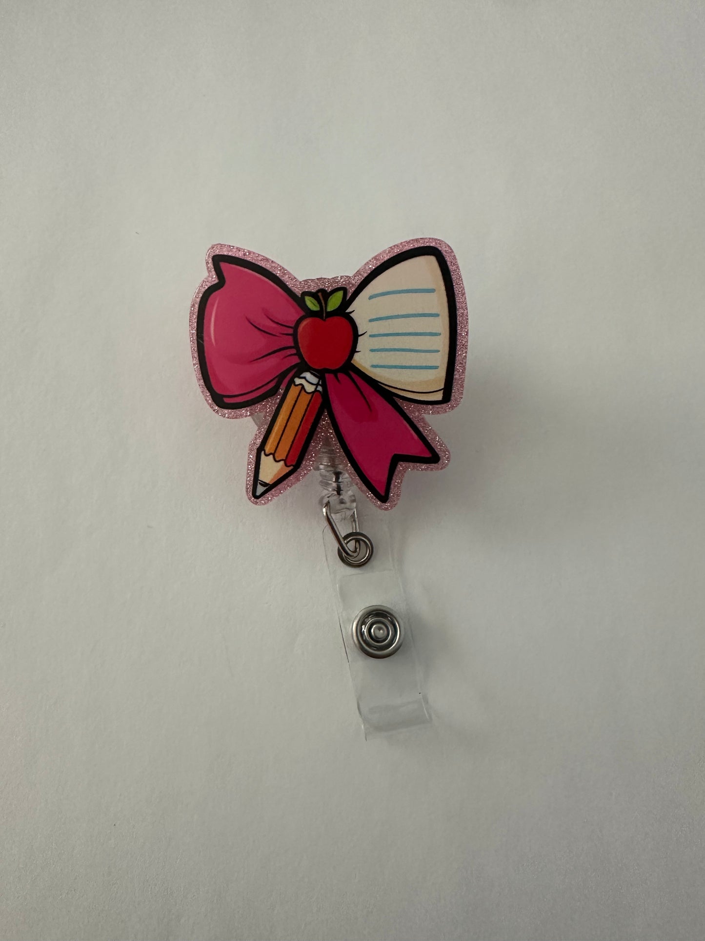 Teacher Bow Badge Reel