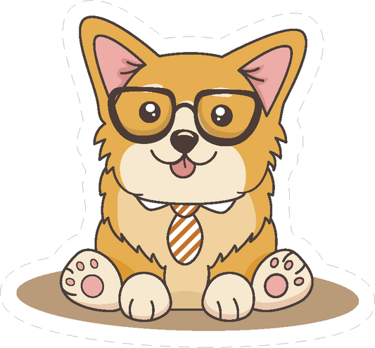 Cute Kawaii Nerdy Corgi Sticker