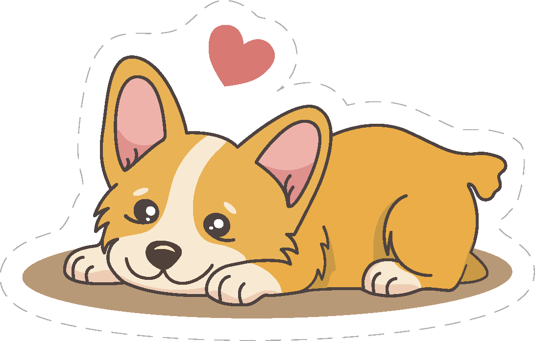 Cute Kawaii Corgi Laying Down Smiling Sticker