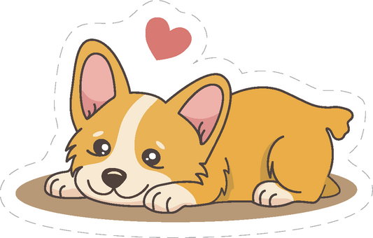 Cute Kawaii Corgi Laying Down Smiling Sticker
