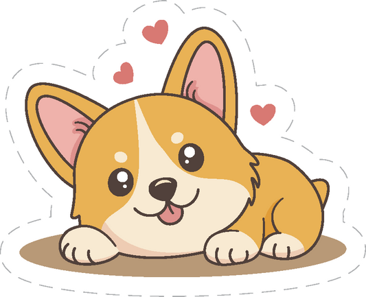 Cute Kawaii Corgi Laying Down Super Happy Sticker
