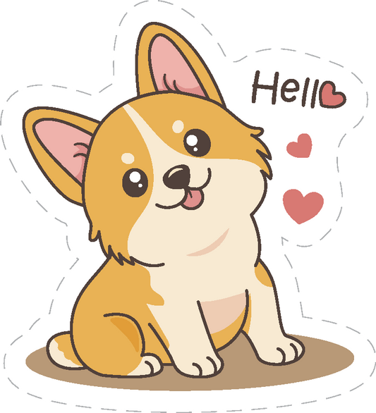 Cute Kawaii Corgi Hello Sticker