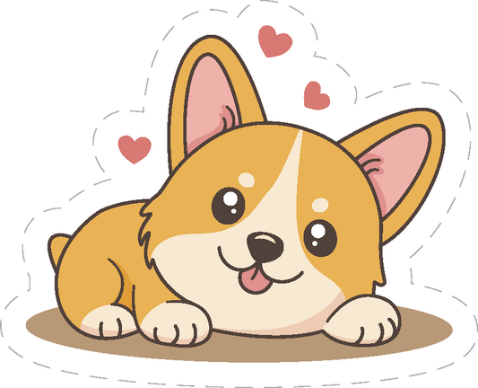 Cute Kawaii Corgi Laying Down Sticker