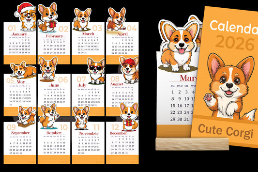 Corgi Stackable Calendar Set (2026)