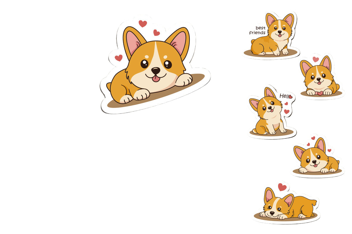 Cute Kawaii Corgi Sticker Set (Female Set)