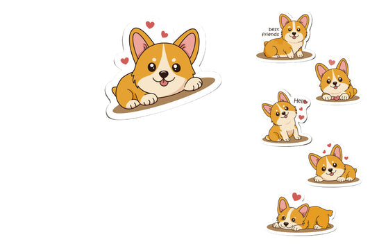 Cute Kawaii Corgi Sticker Set (Female Set)