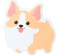 Sticker of a corgi dog with a happy expression on a white background