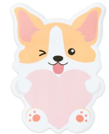 Cute cartoon dog with a heart-shaped body on a white background