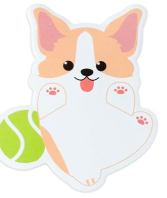 Cartoon dog with a tennis ball on a white background