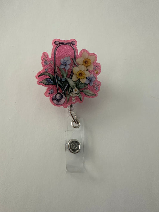 Flower Stethoscope Badge Reel