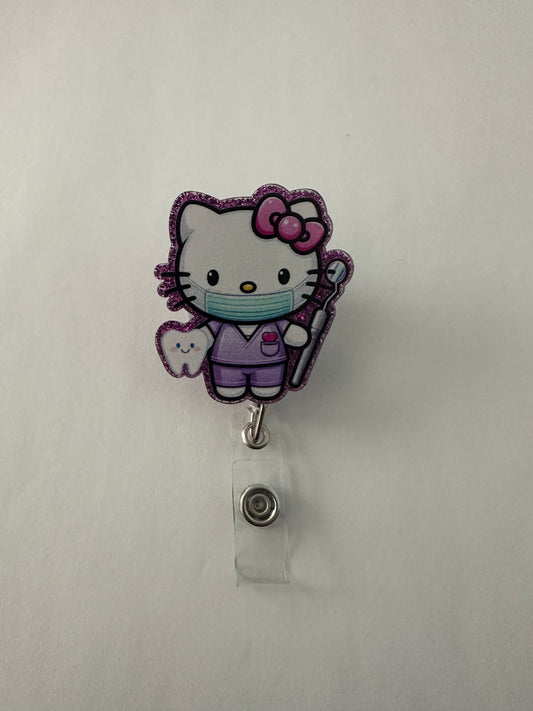 Kitty Scrub Dentist Badge Reel