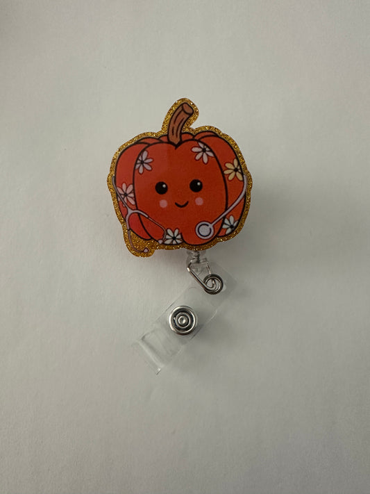 Pumpkin Stethoscope Badge Reel