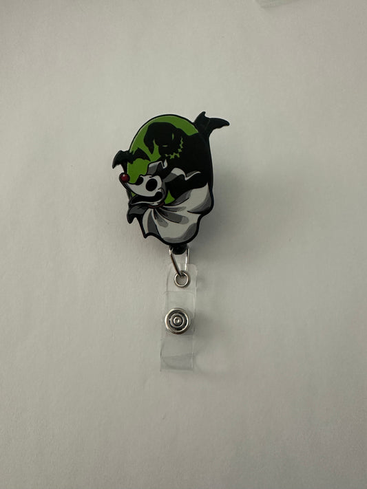 Scary Ghost Dog Badge Reel