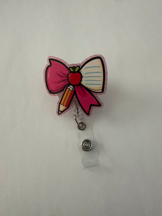 Teacher Bow Badge Reel