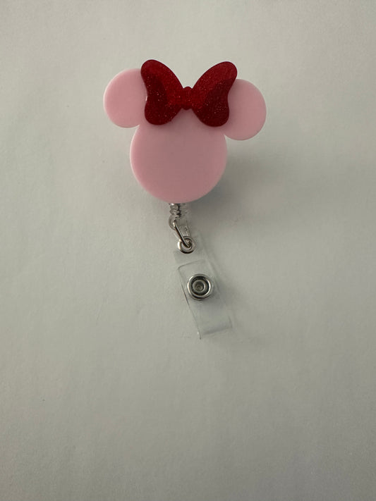 Pink Mouse Ear Badge Reel