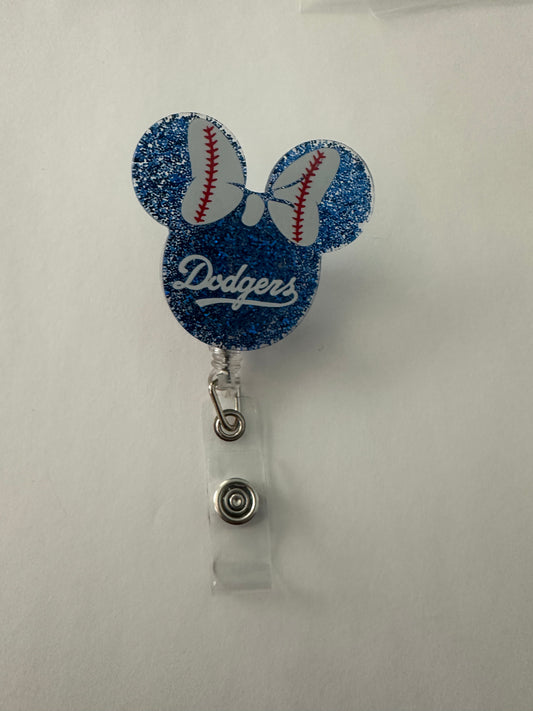 LA Dodger Mouse Ear Badge Reel