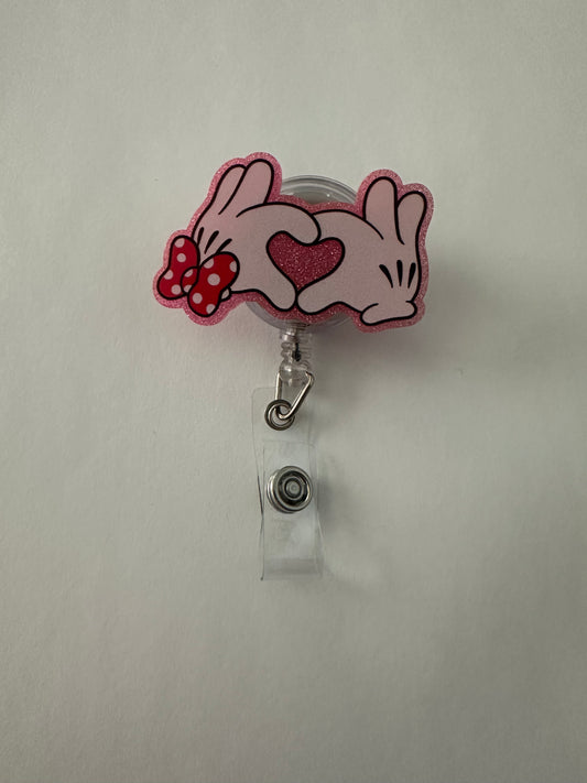 Mouse Bow Hand Badge Reel