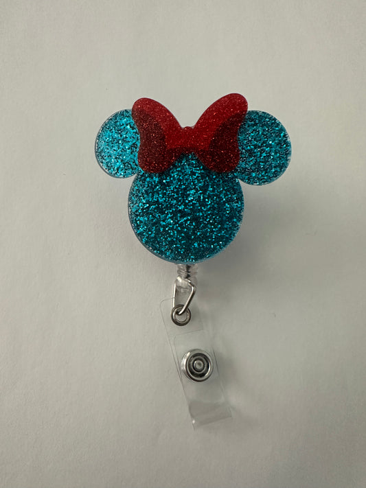 Ocean Blue Mouse Ear Badge Reel