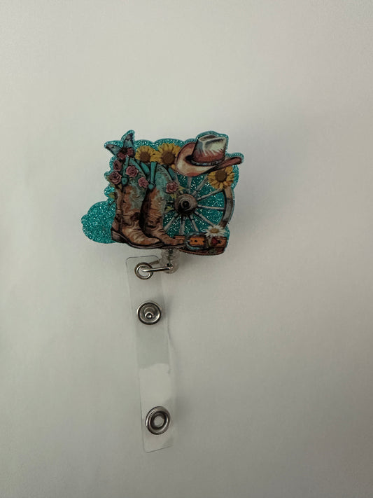Cowgirl Boot Badge Reel