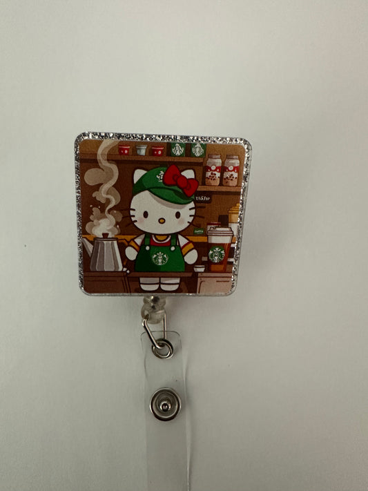 Starbucks Kitty Barista Badge Reel