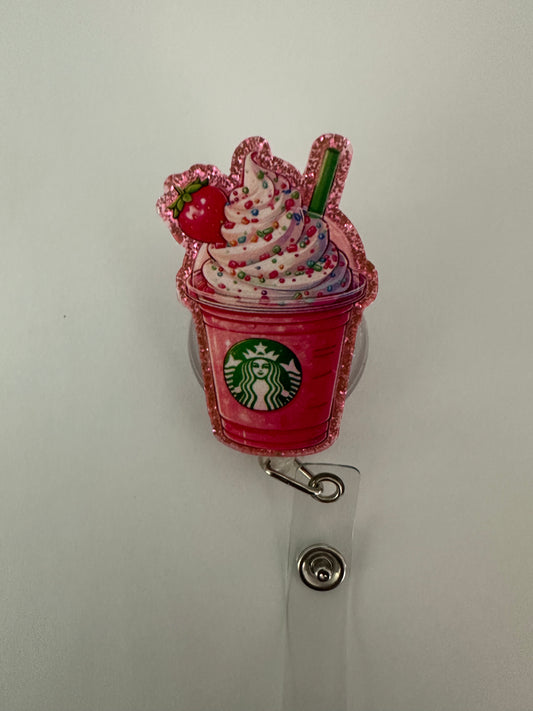 Strawberry Frappe Starbucks Badge Reel