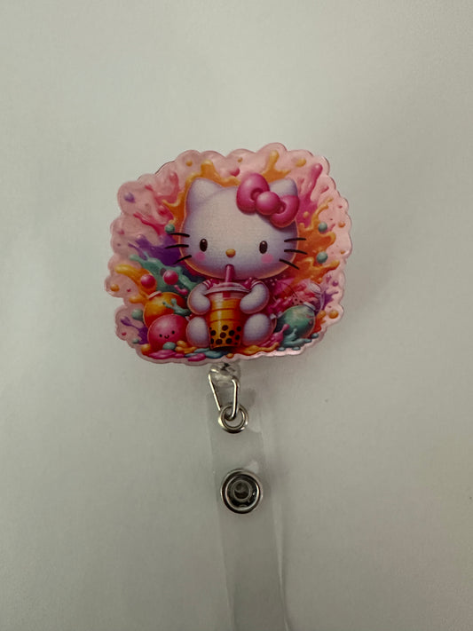 Kitty Boba Badge Reel