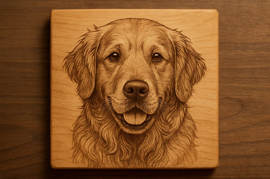 laser engrave wood pet portrait
